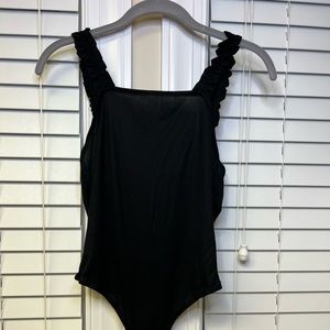 Black ribbed body suit